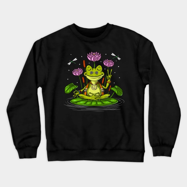 Hippie Frog Yoga Crewneck Sweatshirt by underheaven